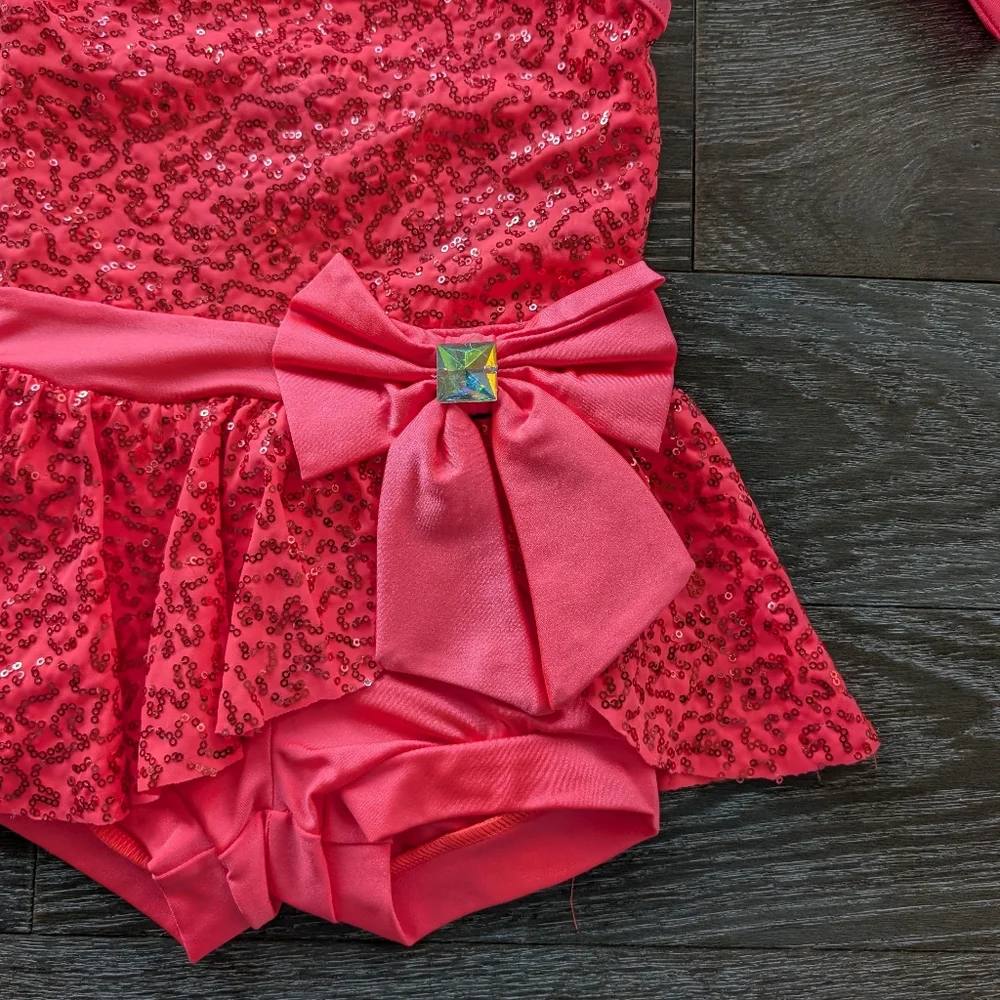 Weissman Showtime Stars Sequin Peplum Biketard Size SC